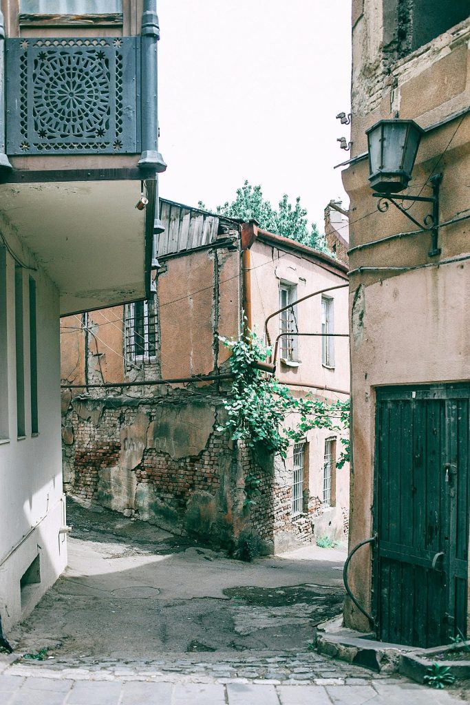 road splitting to two paths in an old city